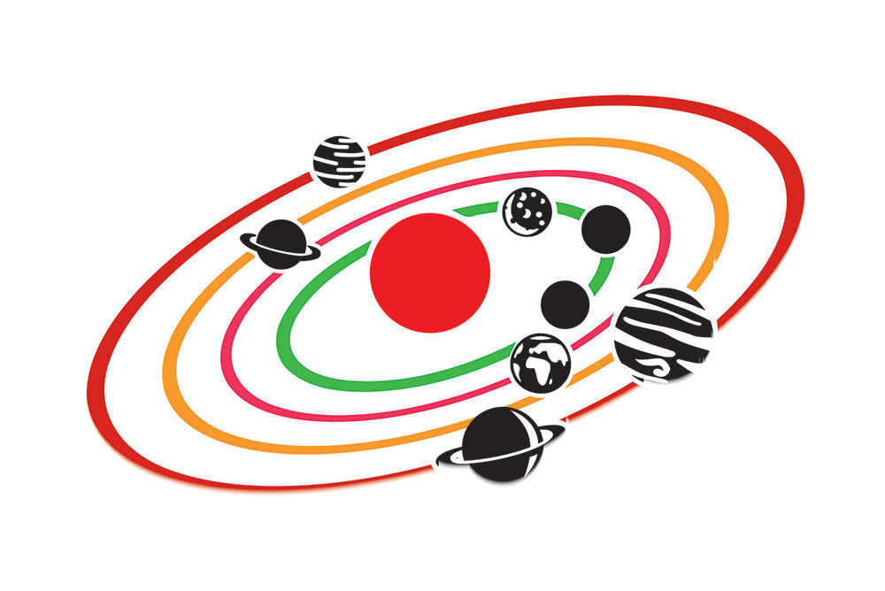 Schéma de planètes en orbite